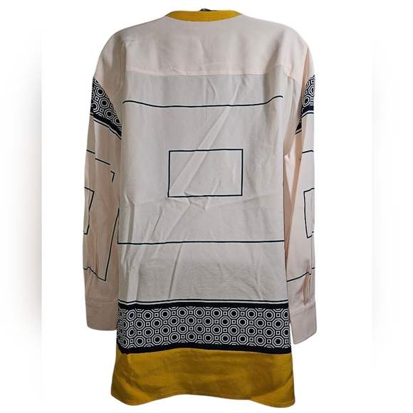 NWT Tory Burch Tunic Aston Silk Geometric Pink Mustard Medium - Picture 3 of 8